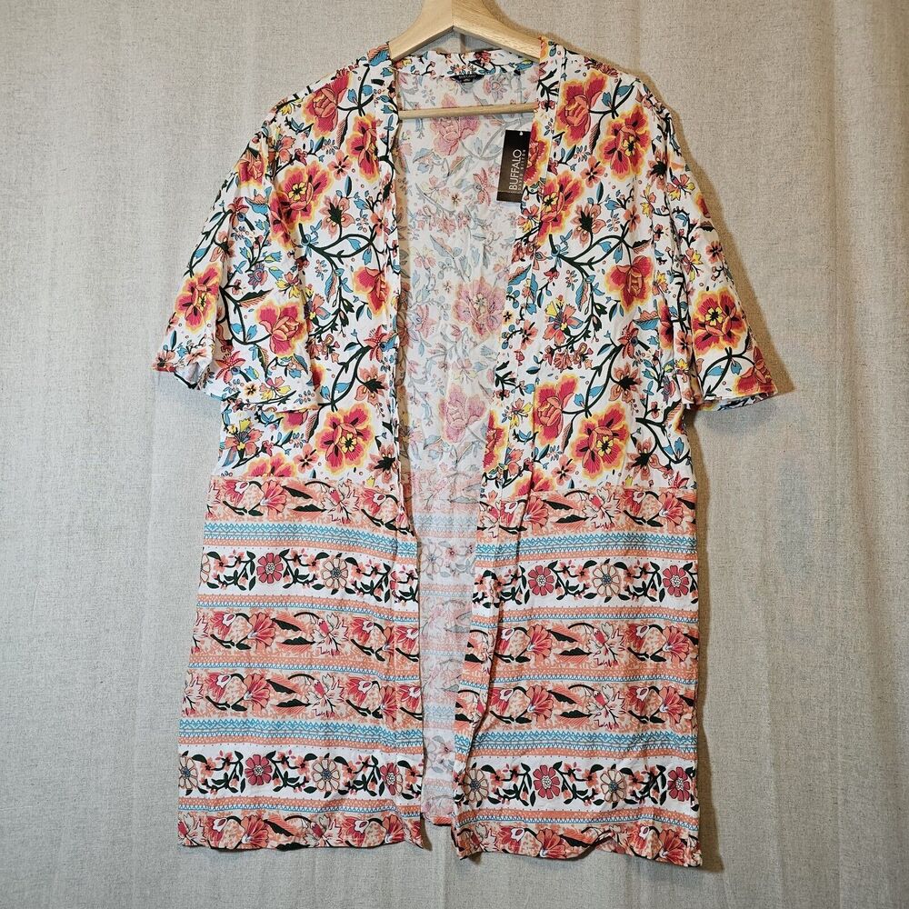 NWT Buffalo David Bitton Jasmine Kimono Fall Clr Burst Swim Cover Up Hawaiian S